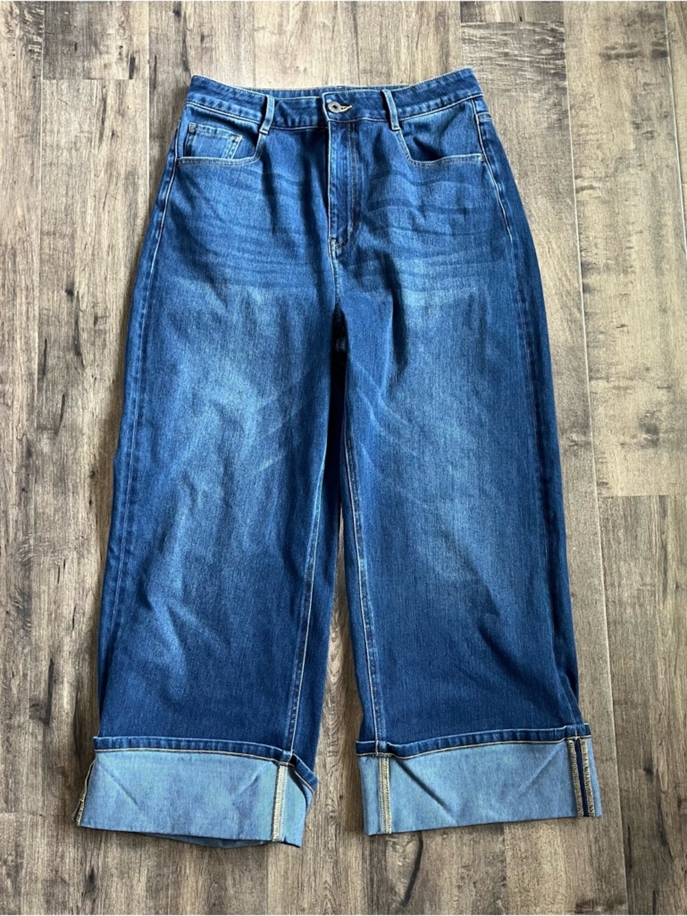 Halara Women's Flex High Waisted Rolled Hem Wide Leg Jeans Sz M - Picture 2 of 6